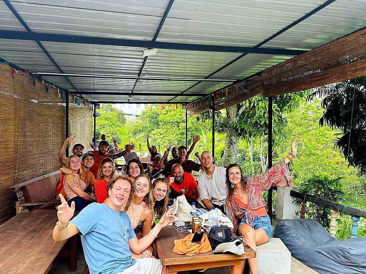 A group of guests celebrating together at Rock View Hostel Ella